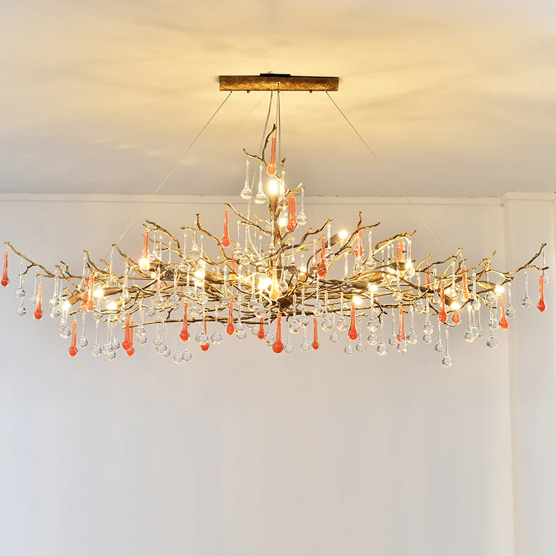 

Декоративная медная Потолочная люстра ODYSEN в стиле арт-деко, креативная Потолочная люстра с ветвями дерева для помещений и столовой, приспос...