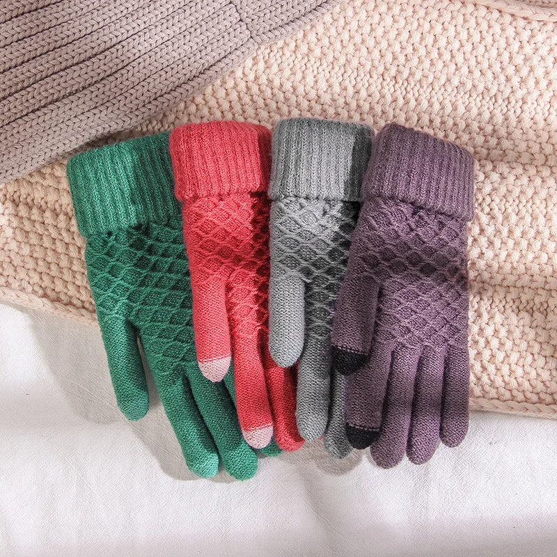 Перчатки зимние Guantes Invierno Mujer плюс толстые теплые Neri бархатные пять пальцев Сенсорный экран Eldiven Modis Gants Femme варежки