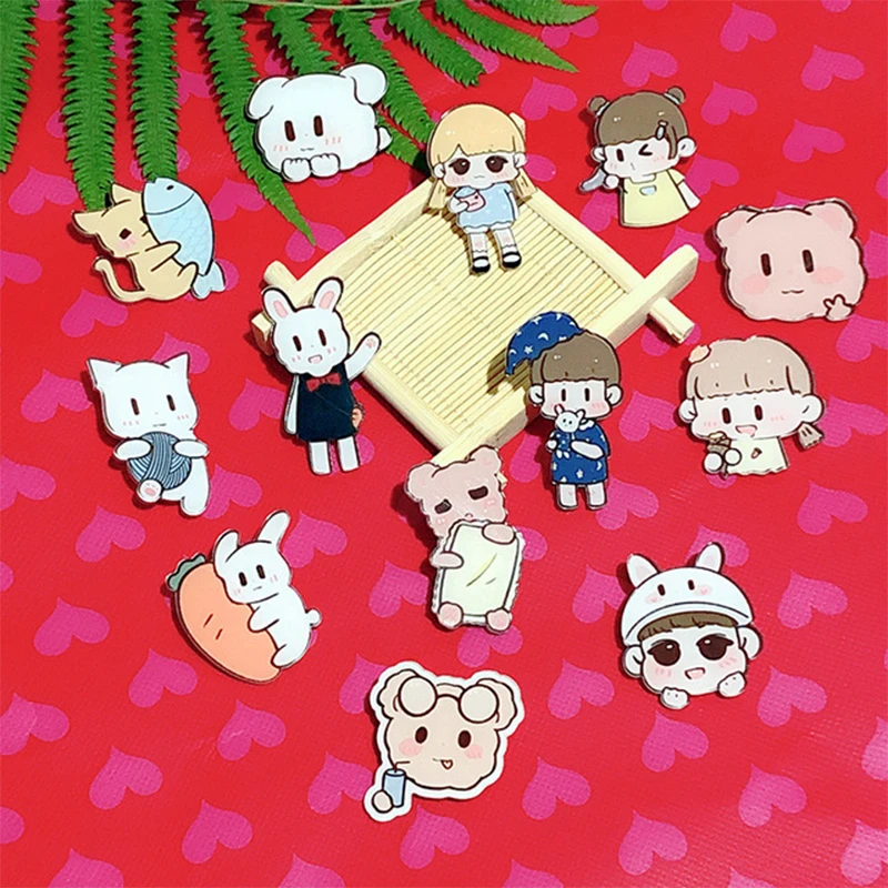 

Acrylic Badge Ins Tide Cute Cartoon Brooch Little Girl Accessories Clothes Pin Bag Pendant Can Be Customized