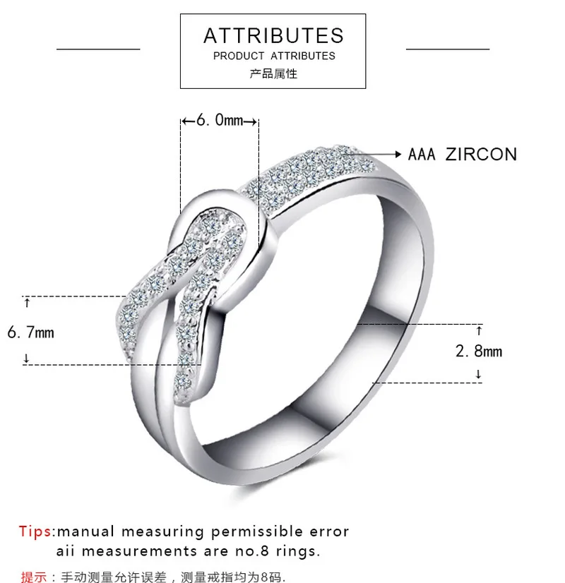 Золото/серебро Циркон Модные женские ювелирные изделия Роскошные блестящие