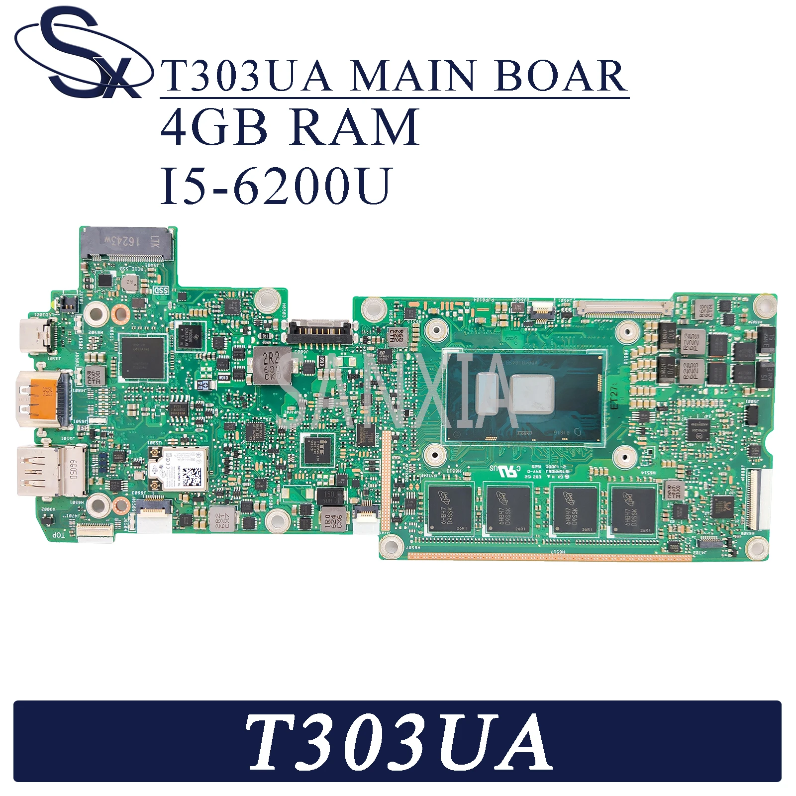 KEFU T303UA материнская плата для ноутбука ASUS трансформатор 3 Pro T303U оригинальная 4GB RAM I5 6200U Процессор|Материнские