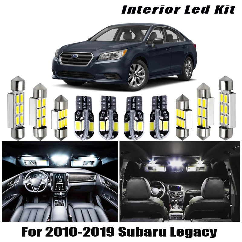

10x White Car Bulbs LED Interior Reading Light Kit For 2010-2018 2019 Subaru Legacy accessories Map Dome License Lamp