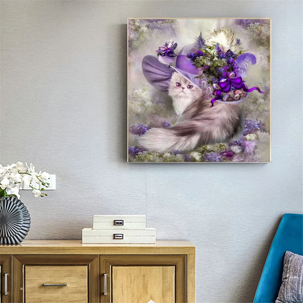 5d Алмазная мозаика мультяшная кошка картина вышивка крестиком искусство полная