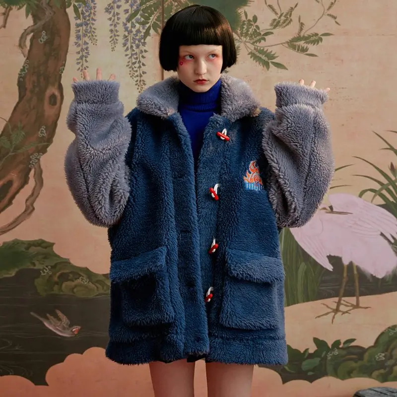 Женское однобортное пальто из овечьей шерсти тонкое Свободное средней длины