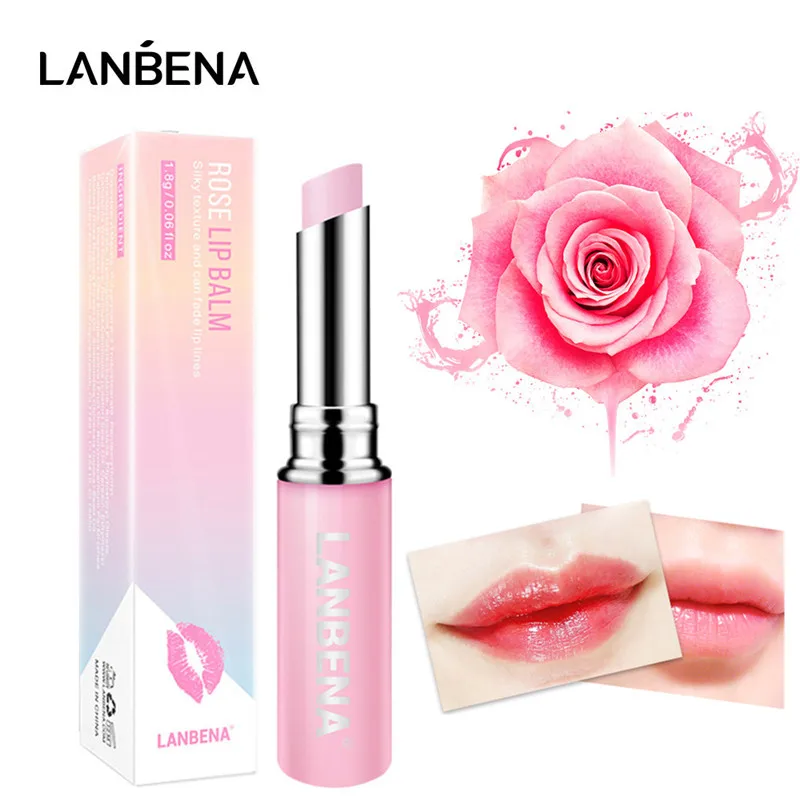 

LANBENA Rose Lip Balm Natural Extract Nourishing Moisturizer Relieve Dryness Fade Lip Lines Lightens Abundance Care Daily Use