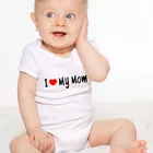 Футболки с надписью I Love My Mom, Детский костюм для новорожденных, одежда для мальчиков и девочек, хлопковая футболка с короткими рукавами комбинезон для детей грудного возраста с круглым вырезом, летняя одежда на возраст от 0 до 24 месяцев