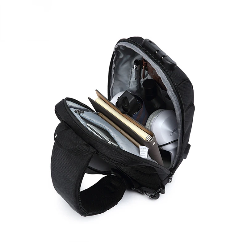 Мужские сумки через плечо с usb-зарядкой и замком TSA противоугонная нагрудная