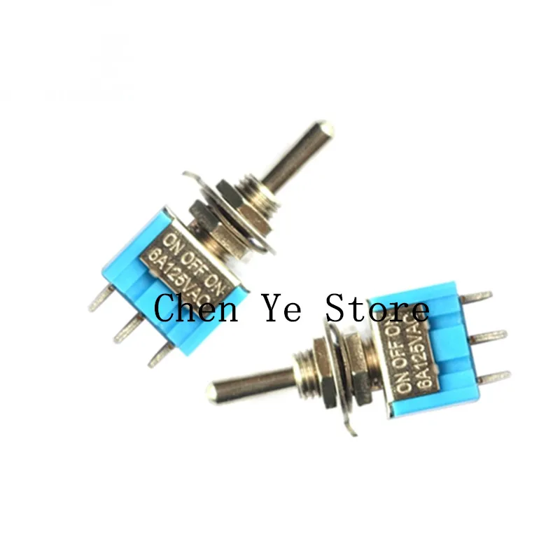 Free Shipping50pcs Blue Mini MTS103 3-Pin SPDT  6A 125VAC Miniature Toggle Switches MTS-103 ON-OFF-ON