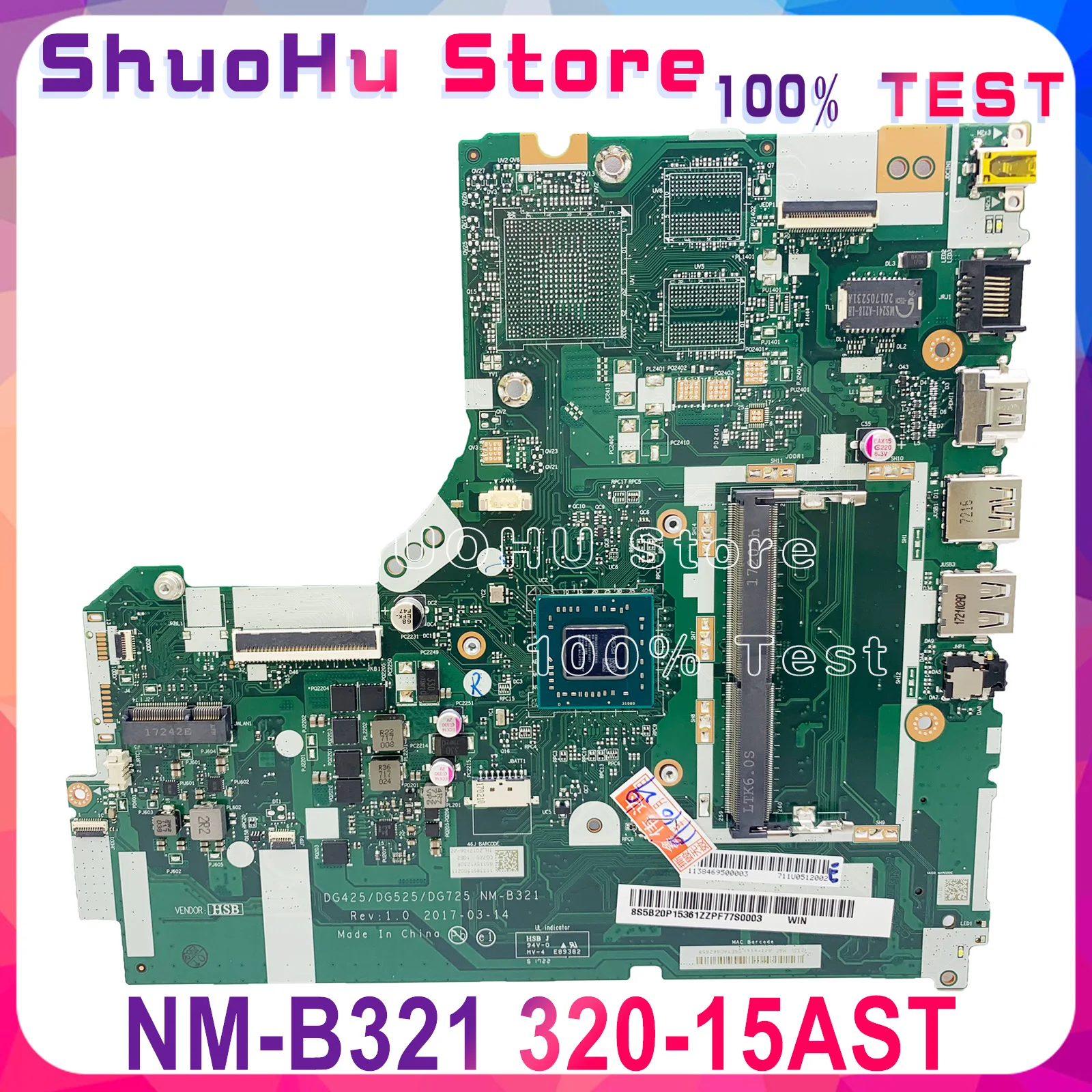 KEFU NM B321 материнская плата для ноутбука Lenovo 330 15AST 320 DG425 DG525 DG725 A9/A6/A4/E2 тест CPU