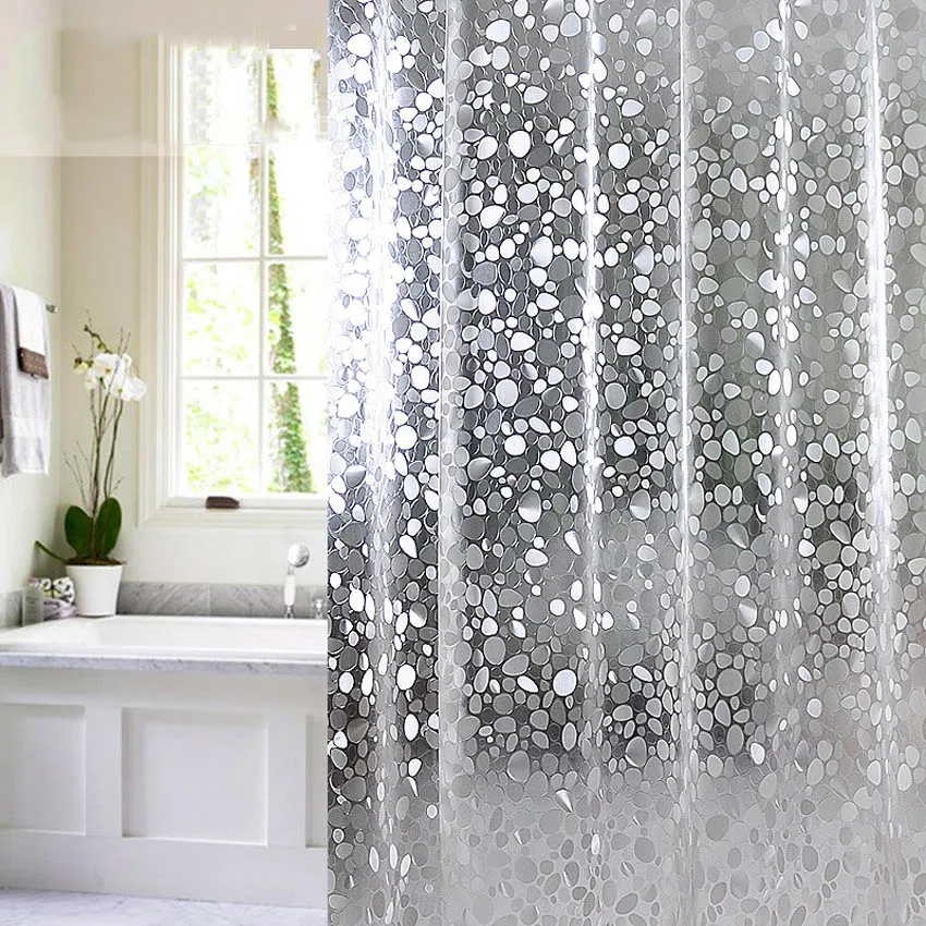 

Waterproof Modern Cobblestone Geometric Bath Curtains PVC Flowers Shower Curtains For Bathroom Bathtub Large Wide Bathing Cover