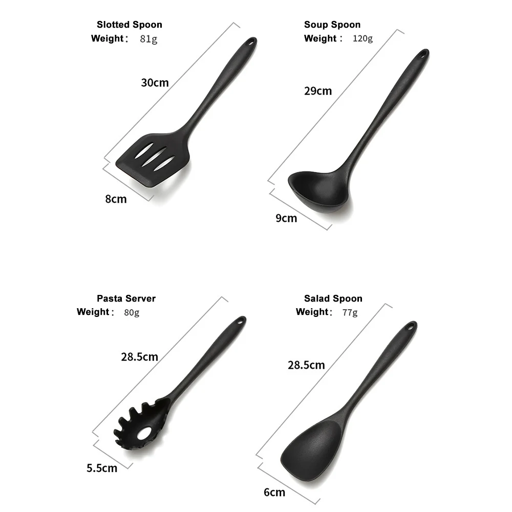 

10Pcs Silicone Cooking Utensil Set Scraper Spatula Whisk Pasta Server Cooking Tools