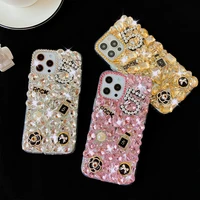 gold silver pink rhinestone pearl phone case cover for iphone 13 12 pro max mini 11 pro xs xr 8 7 6s plus bling rhinestone case