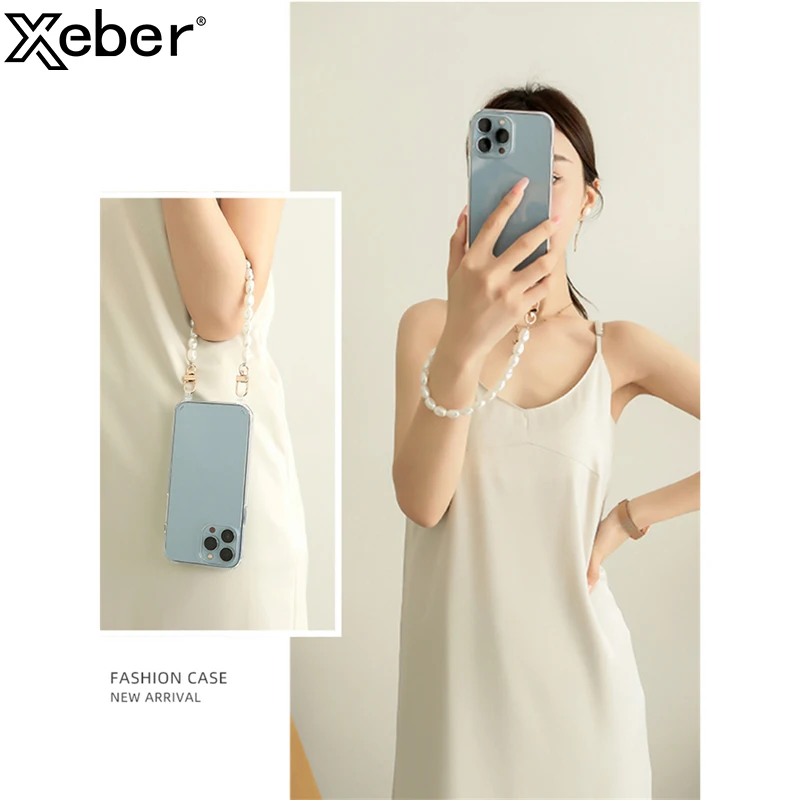 Чехол для телефона с жемчужным браслетом и цепью на запястье iPhone 13 Pro Max 12 11 14 XR X XS