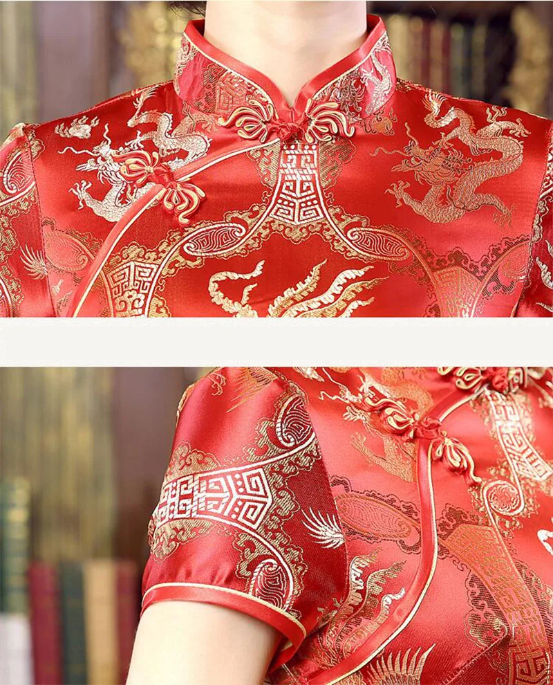 Длинные Cheongsam Тонкий Винтаж Женщин Феникс Платье Тан Костюм Плюс Размер Платья |