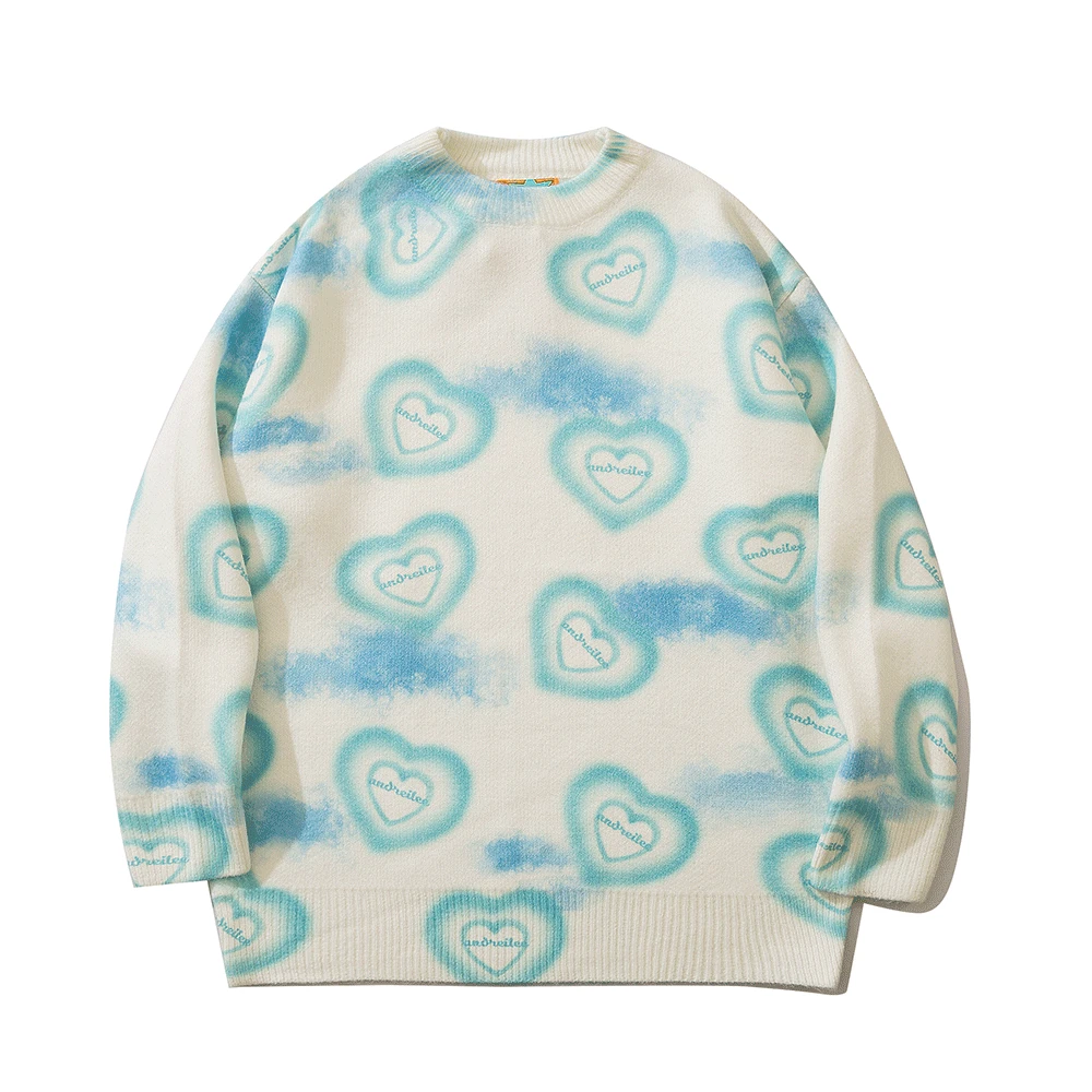 

Свитер в стиле Харадзюку с принтом Love для мужчин и женщин, модный свободный свитер с круглым вырезом, сезон осень-зима, Базовая рубашка, пуло...