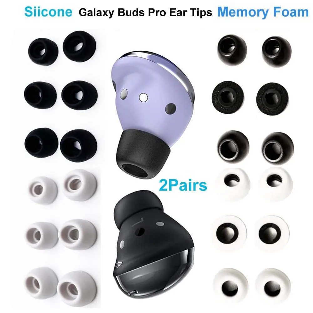 Memory Foam Eartips and Silicone Ear Tips for Samsung Galaxy Buds Pro Earbuds 2Pairs