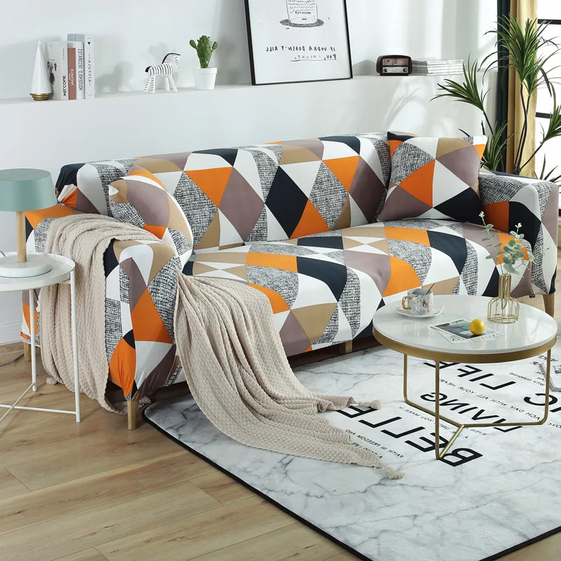 

Elastic Polyester Sofa Covers Bohemian Style Grid Contracted Knitted Fabric Slipcovers Protector 1/2/3/4 Seater
