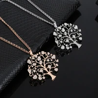 big love heart tree of life pendant long necklace stainless steel sweater chain womens necklaces silver plated jewelry 2021 new