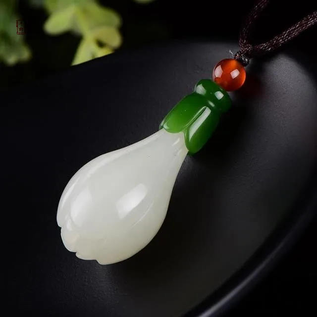 Natural Chinese HeTian White Jade Orchid Flower Pendant Hand-Carved Lanyard Fashion Charm Jewelry for Men Women Auspicious Gifts | Украшения