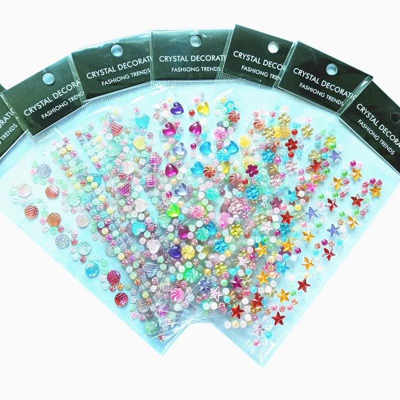

Tattoo sticker Acrylic crystal 3 lines in 1sheet Self-adhesive Mixed Rhinestones Diamond decoration drill stickers
