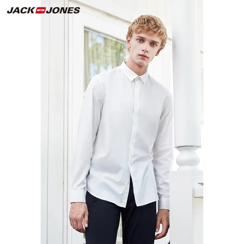 JackJones Мужской умный Повседневный светильник рубашка с длинными рукавами 219105565 - Цвет: BRIGHT WHITE