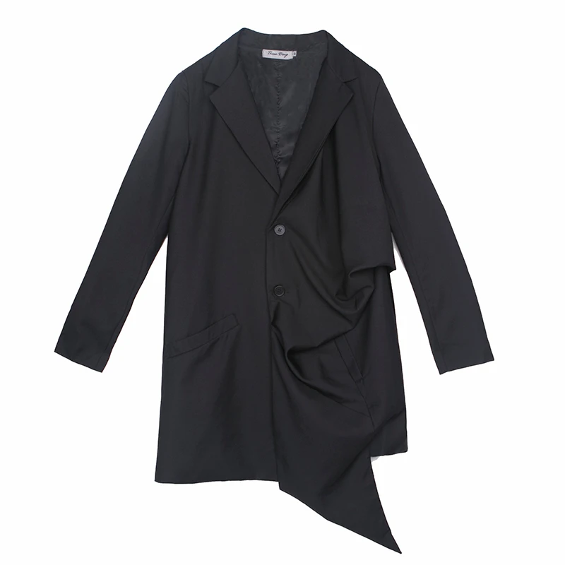 

LANMREM 2020 New autumn Solid Color Irregular Mid-length Trench Coat Women Streetwear Loose Temperament Windbreaker Tide PD596