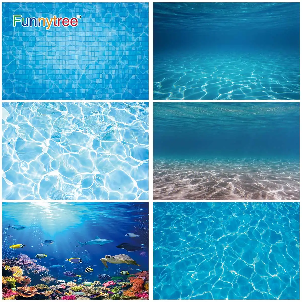 Funnytree רקע על אקווריום קיץ השחייה תחת ים תמונה תפאורות עבור תמונות בת ים מסיבת יום הולדת Photozone
