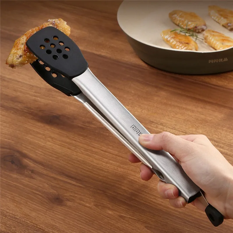 Силиконовые щипцы из нержавеющей стали кухонные для приготовления пищи стейк