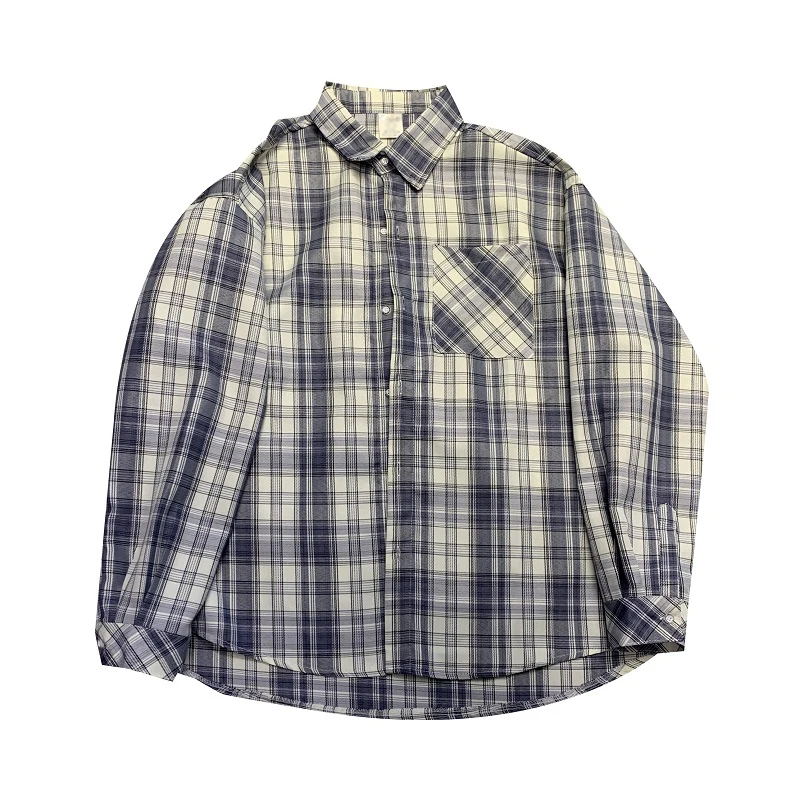 

Loose Shirts Men Plaid Long Sleeve Korean Style Casual All-match Streetwear Ins Trendy Outwear Retro Students Popular Fashion
