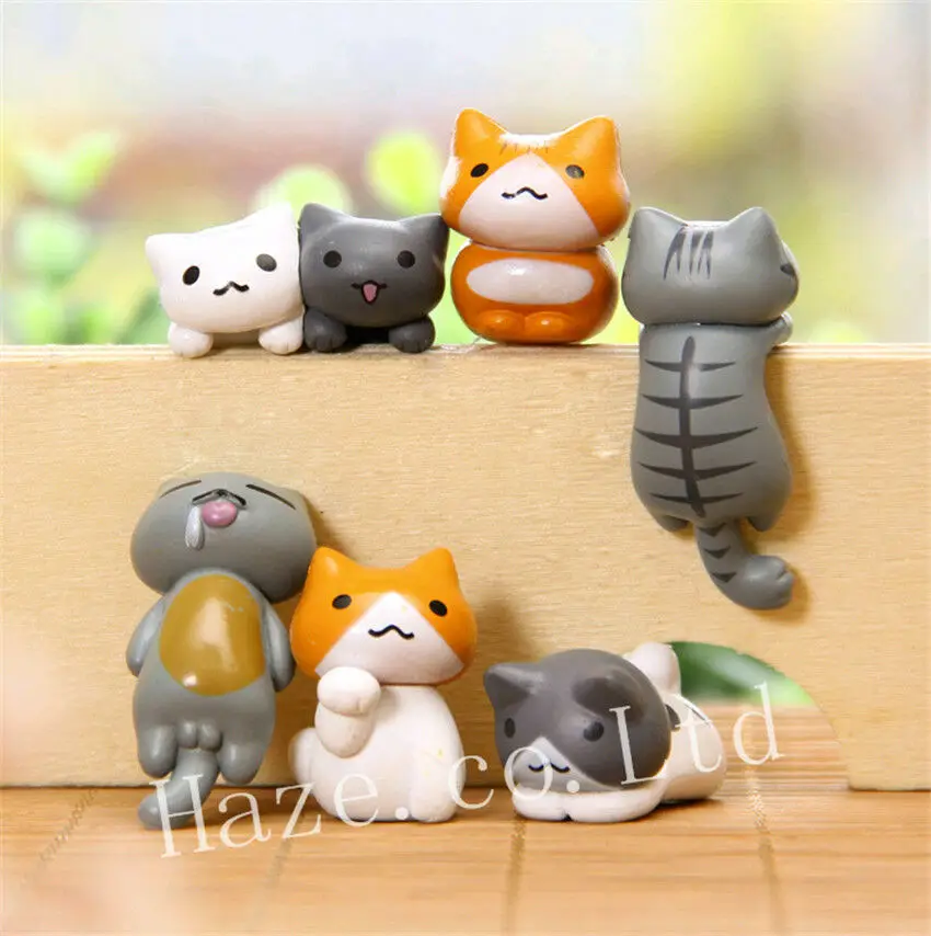 6 шт./компл. аниме Neko Atsume кошка ПВХ фигурка домашнее украшение Милая модель