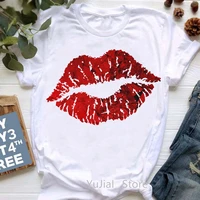 red glitter lips print t shirt womens clothing summer fashion tshirt femme white style t shirt female harajuku shirt wholesale
