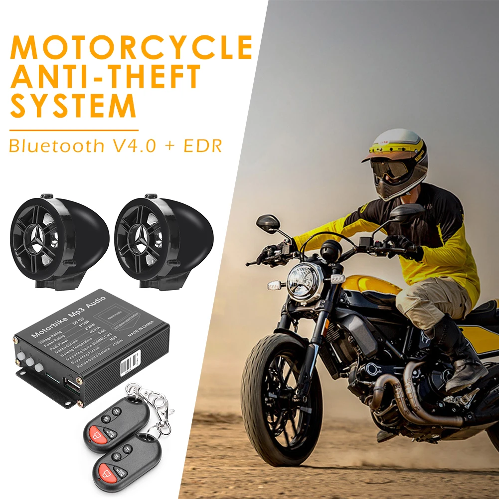 Motorcycle Alarm System Ordinary Layout Operation Conveninently MP3 FM Radio Remote Control Speaker Amplifier | Автомобили и