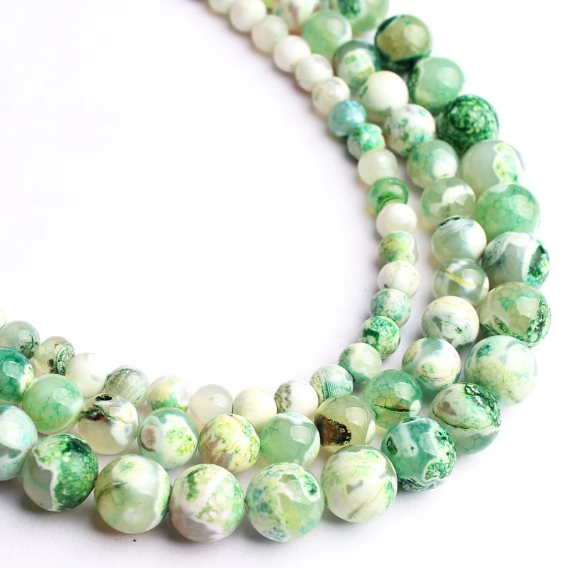 Зеленый Огненный Агат вены дракона Оникс Камень Бисер Круглый свободный