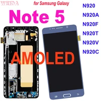 super amoled 5 7 display for samsung galaxy note 5 lcd note5 n920 n920a lcd display touch screen digitizer assembly with frame