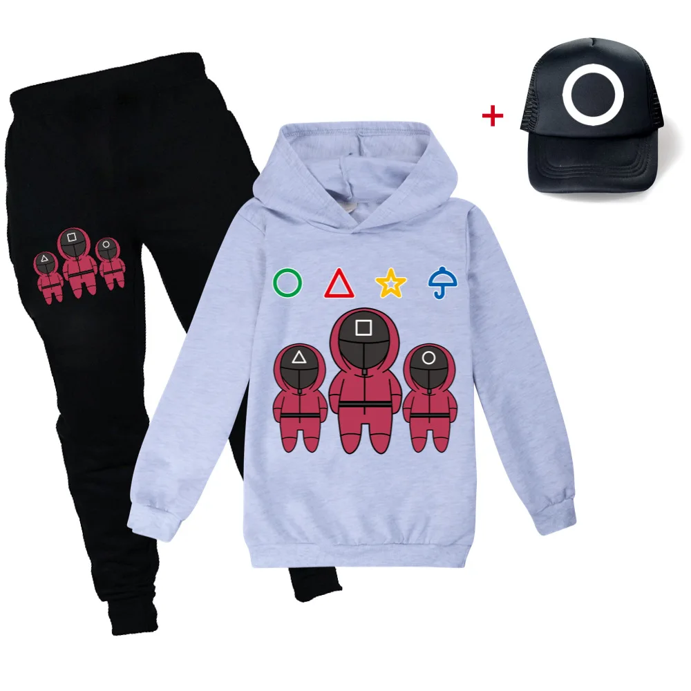 Детская толстовка с капюшоном и штаны из игры кальмар комплект осенней одежды