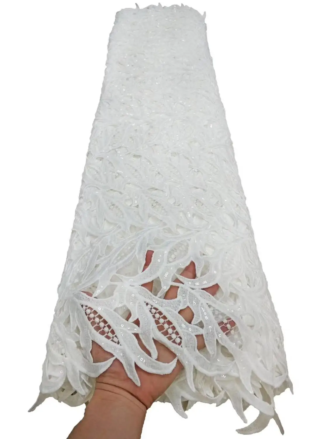 2020 горячая распродажа чистый белый гипюр шнур кружевная ткань Высокое качество