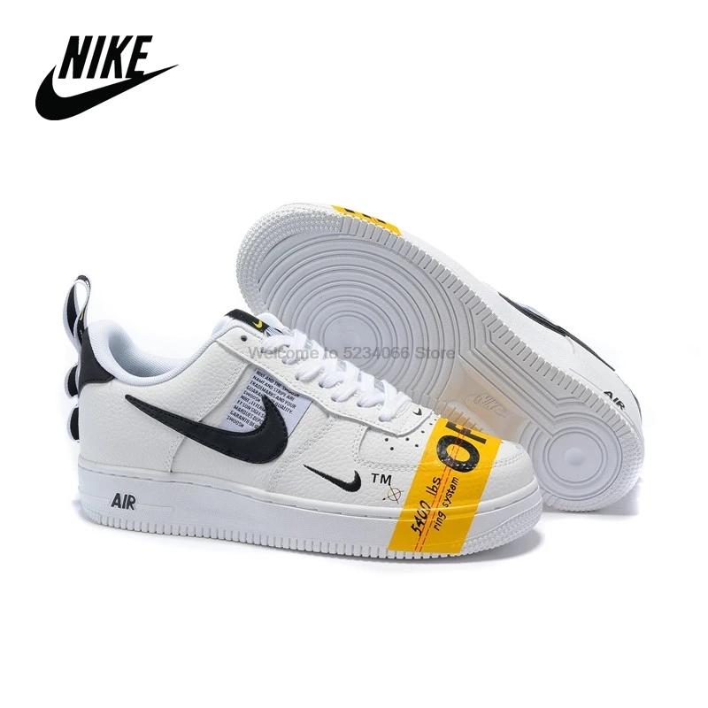 Original NIKE AIR FORCE 1✇ LTHR LOW AF1 Air Force One Men's and Women's Low-Top Sneakers Size 36-45 Black White Joint Name |