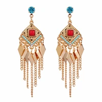 europe and the united states fashion trend simple temperament geometric bohemian womens alloy tassel earrings wholesale