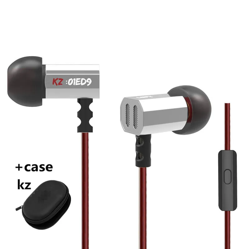 silver mic case KZ ED9 гарнитура для мобильного телефона с тяжелыми басами, HIFI металлические наушники из цинкового сплава EDR1/ED2/ZS3 - Цвет: silver mic case