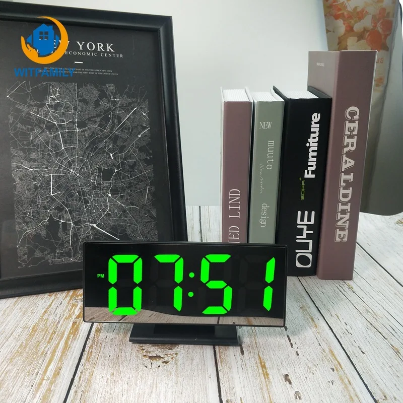 Fashion Creative Mirror Clock Temperature Digital Desktop LED Electronic Bedside Alarm | Дом и сад