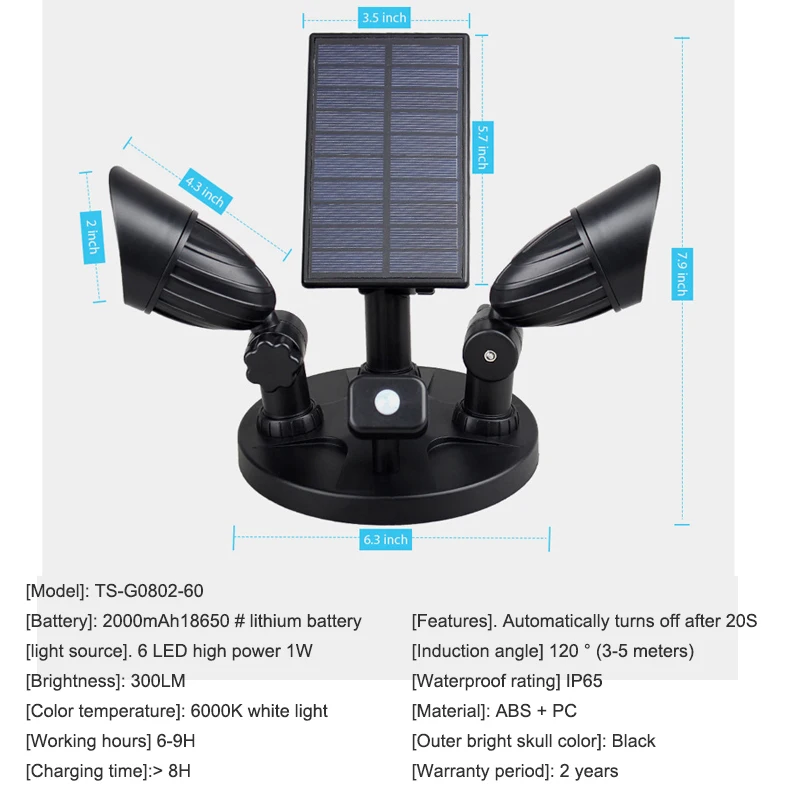

BROTHER Outdoor Solar Wall Light 2 Lamp Integrated Street Light LED Body Induction Lamp Flood Light Courtyard