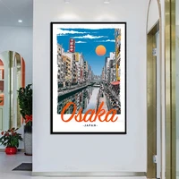 retro vintage style travel poster osaka japan oil painting posters and prints on canvas wall art modular picture home decoration