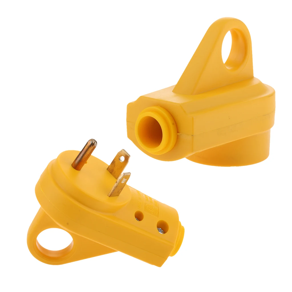 

30 Amp 125V RV Plug & Connector Set, Motorhome Trailer Male and Female Replacement Plugs (Yellow)
