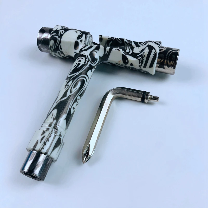 

Skateboard Tool T Tools with L Key Metal & Plastic Graphic Mounting Tools for Skate Board Longboard Scooter Sockets Little skull