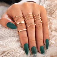6pcsset minimalist smooth goldblack geometric metal rings for women new punk finger rings girls party jewelry bijoux femme
