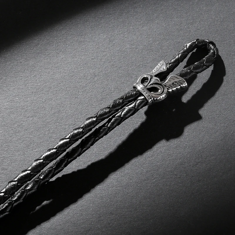 Модные мужские ювелирные изделия черный двухслойный кожаный браслет из