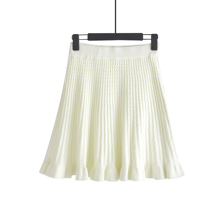 Женская трикотажная юбка с оборками трапециевидная высокой талией в Корейском