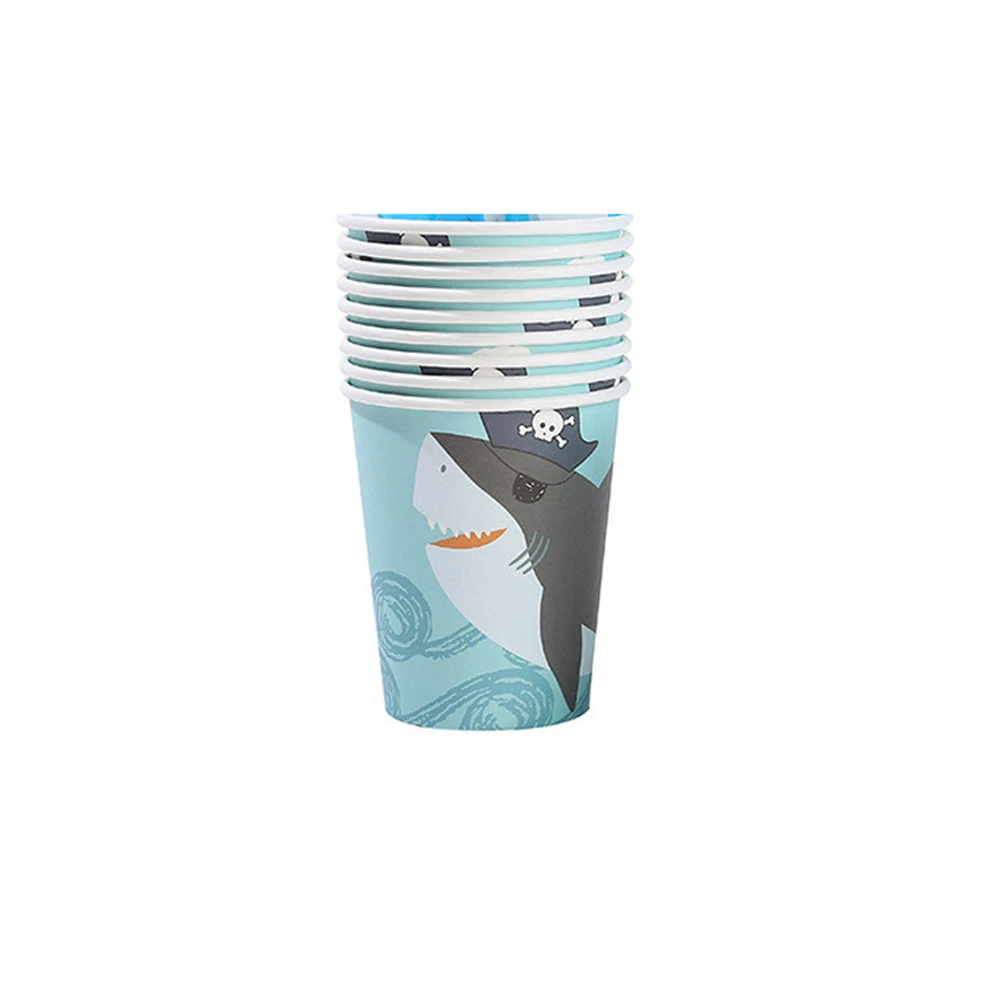 New Shark Baby Party Tableware Set Cartoon Cute Animal Paper Cup Plate Towel Children's Birthday Decoration | Дом и сад