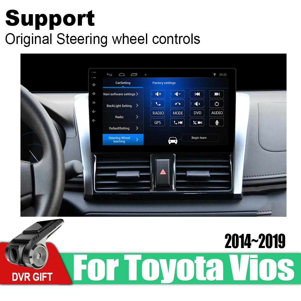 Автомобильный gps мультимедийный плеер для Toyota Vios 2014 2015 2016 2017 2018 2019 автомобильный