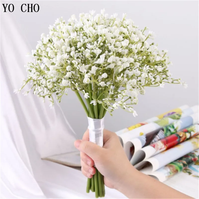 

YO CHO Artificial Gypsophila Flower Wedding Decoration White Plastic Artificial Flowers for Home Decor Fake Babysbreath Bouquet